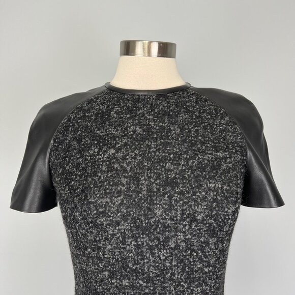 Michael Kors Collection Italy Womens Black Leather Short Sleeve Dress size 6 - Picture 2 of 14